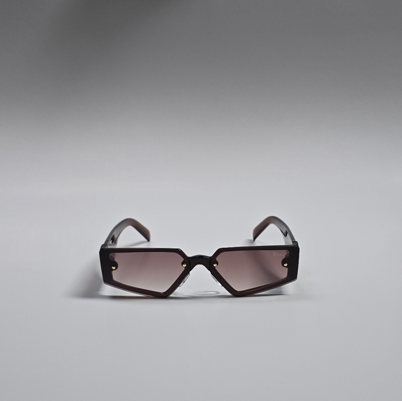 Prada Geometric Frame Sunglasses in Dark Brown with Gradient Brown Lenses